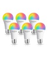 WiFi Smart LED-pære A60, Stor Spredning, E27, 9W, RGB+CCT, 6 stk