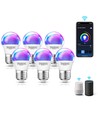 WiFi Smart LED-pære A60, Stor Spredning, E27, 9W, RGB+CCT, 6 stk