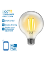 Smart LED Filament pære G95 6W CCT E27 - Klar