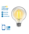 Smart LED Filament pære G95 6W CCT E27 - Klar