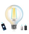 Smart LED Filament pære G95 6W CCT E27 - Klar