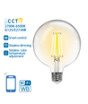 Smart LED Filament pære G125 - E27 6W CCT/Klar