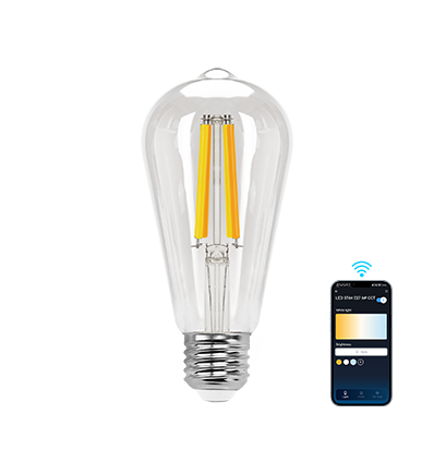 Smart LED Filament pære ST64 - E27 6W CCT/Klar - WB