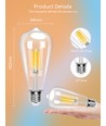 Smart LED Filament pære ST64 - E27 6W CCT/Klar - WB