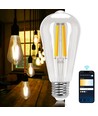 Smart LED Filament pære ST64 - E27 6W CCT/Klar - WB