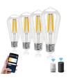 Smart LED Filament pære ST64 - E27 6W CCT/Klar - WB