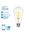 Smart LED Filament pære ST64 - E27 6W CCT/Klar - WB