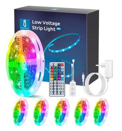 WB Wifi Smart LED RGB Strip - 1x5m med 28-Knaps Kontroller og 3-Nøgle Kontrolboks, 18W - 2 Sæt