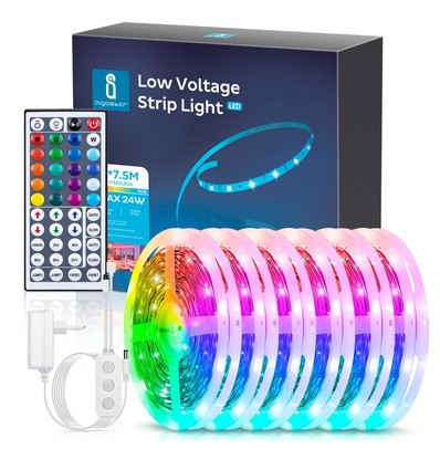 Smart LED RGB Strip WB Wifi - 7.5m - 28-Knaps Controller & 3-Tasters Kontrolboks, 24W