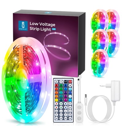 WB Smart LED RGB Strip Lys, 10m med 28-Knaps Kontrol & 3-Taste Styreboks, 24W