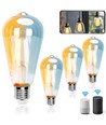 Smart LED Filament pære ST64 - E27 6W CCT/Amber - 4-pak