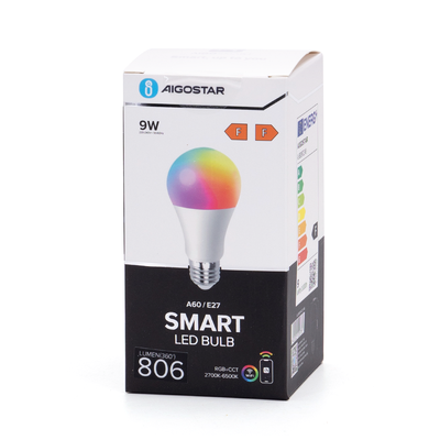 Smart LED Pære A60 E27 9W RGB+CCT - WB - Kulør : RGB + CCT (Varm til Kold Hvid)