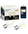 Smart LED Filament G45 E27 4,5W CCT Klar - Dobbelt Pakke