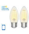 Smart LED Filament C35 E27 4.5W CCT/Klar - Dobbelt Pakke