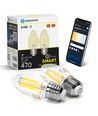 Smart LED Filament pære C35 - E27 4.5W CCT/Klar - Dobbelt Pakke