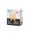 Smart LED Filament pære C35 - E27 4.5W CCT/Amber - Dobbelt Pakke