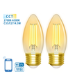 Smart LED Filament pære C35 - E27 4.5W CCT/Amber - Dobbelt Pakke