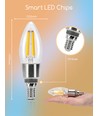 Smart LED Filament C35 E14 4,5W CCT/Klar, Dobbelt-Pakke
