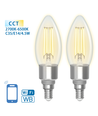 Smart LED Filament C35 E14 4,5W CCT/Klar, Dobbelt-Pakke
