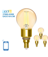 Smart LED Filament pære G45 E14 4.5W CCT/Amber - 4stk