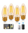 Smart LED Filament pære C35 E27 4.5W CCT/Amber - 4stk