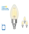 Smart LED Filament pære C35 E14 4.5W CCT Klar - 4 stk