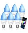 Smart LED Pære WB C37 E27 6.5W RGB+CCT 6stk