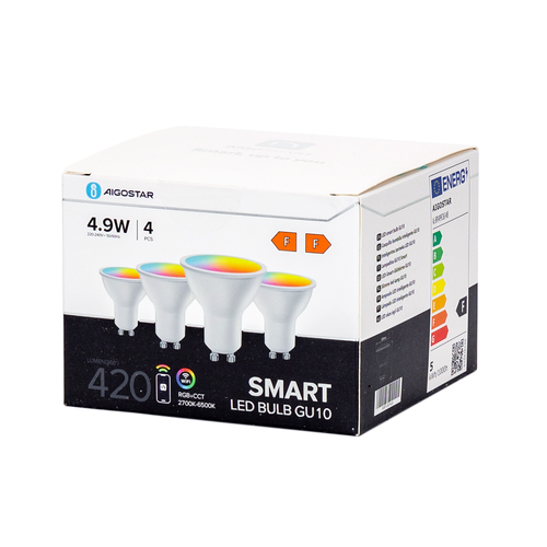 Outlet: Smart LED GU10 4.9W WB - RGB+CCT, 4-pak