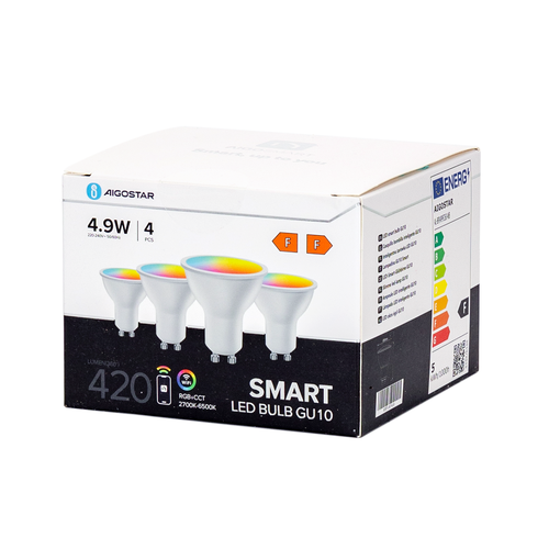 Smart LED GU10 4.9W WB - RGB+CCT, 4-pak