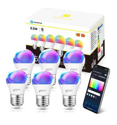 WB Smart LED Pære G45 E27 6.5W RGB+CCT - 6stk