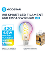 Smart LED Filament pære A60 E27 4,9W RGBW - WB