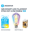 Smart LED Filament pære ST64 E27 4.9W RGBW - WB