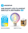 Smart LED Filament pære G80 E27 4.9W RGBW - WB