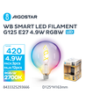 WB Smart LED Glødetråd G125 E27 4.9W RGBW