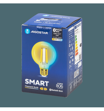 Bluetooth Mesh Smart Filament G80 E27 6W CCT Amber