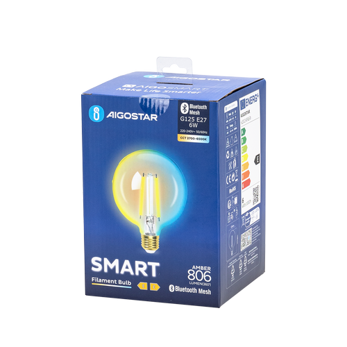 Bluetooth Mesh Smart Filament G125 E27 6W CCT Amber
