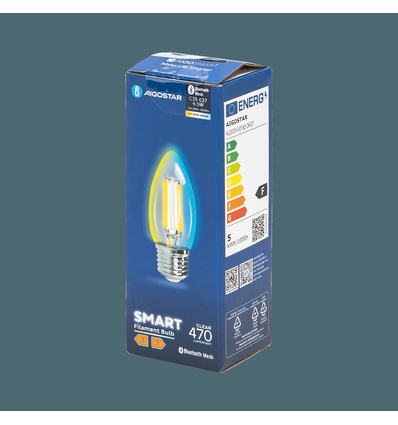 Bluetooth Mesh Smart Filament pære - C35 E27 4.5W CCT - Klar