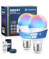 Bluetooth Mesh Smart LED Pære A60 E27 12W RGB+CCT med Fjernbetjening - 2 stk