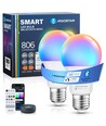 Bluetooth Mesh Smart LED-Pære A60 E27 9W RGB+CCT med Fjernbetjening - 2 stk.