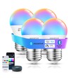 Bluetooth Mesh Smart LED-Pære G45 E27 6.5W RGB+CCT med Fjernbetjening - 4 stk