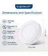 LED E6 Kantbelyst Indbygningsspot - 16W, 3000K, Rund, Overflademonteret