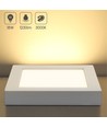 LED E6 Kantbelyst Indbygningsspot, 18W, 3000K, Kvadratisk, Overflademonteret