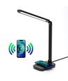 LED Bordlampe Light11 - Sort, 5W, 6400K (Touchdæmpning, USB-opladningsstik & Trådløs Mobilopladning)
