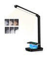 LED Bordlampe Light11 - Sort, 5W, 6400K (Touchdæmpning, USB-opladningsstik & Trådløs Mobilopladning)