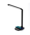 LED Bordlampe Light11 - Sort, 5W, 6400K (Touchdæmpning, USB-opladningsstik & Trådløs Mobilopladning)