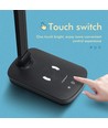 LED Bordlampe Light11 - Sort, 5W, 6400K (Touchdæmpning, USB-opladningsstik & Trådløs Mobilopladning)