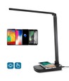 LED Bordlampe Light11 - Sort, 5W, 6400K (Touchdæmpning, USB-opladningsstik & Trådløs Mobilopladning)