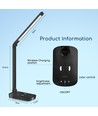LED Bordlampe Light11 - Sort, 5W, 6400K (Touchdæmpning, USB-opladningsstik & Trådløs Mobilopladning)