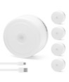 LED Natlys 1W 6500K - USB Opladning & Magnetisk Fastgørelse - Touch Dæmpning - 4 stk