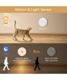LED Natlys Rundt med PIR-Sensor - 0,5W, 3000K, USB-Opladning & Magnetisk Absorption (Tænd/Sluk) - 4 stk
